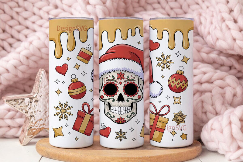 Christmas Sugar Skull 20oz Tumbler Wrap Sublimation DesignSVG 