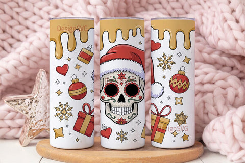 Christmas Sugar Skull 20oz Tumbler Wrap Sublimation DesignSVG 
