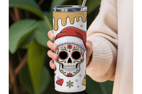 Christmas Sugar Skull 20oz Tumbler Wrap Sublimation DesignSVG 