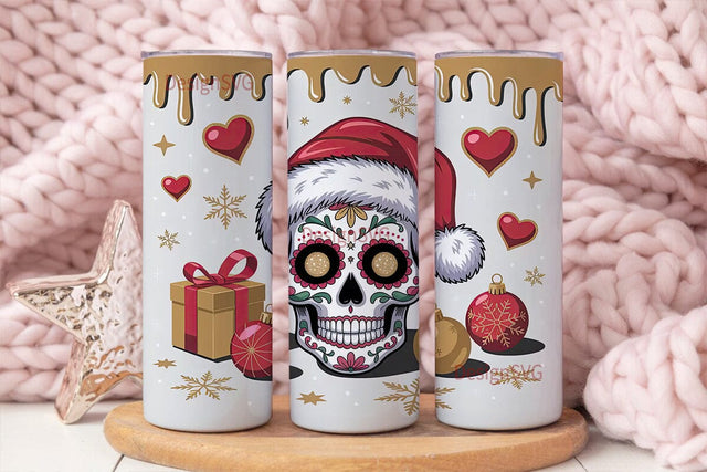 Christmas Sugar Skull 20oz Tumbler Wrap Sublimation DesignSVG 