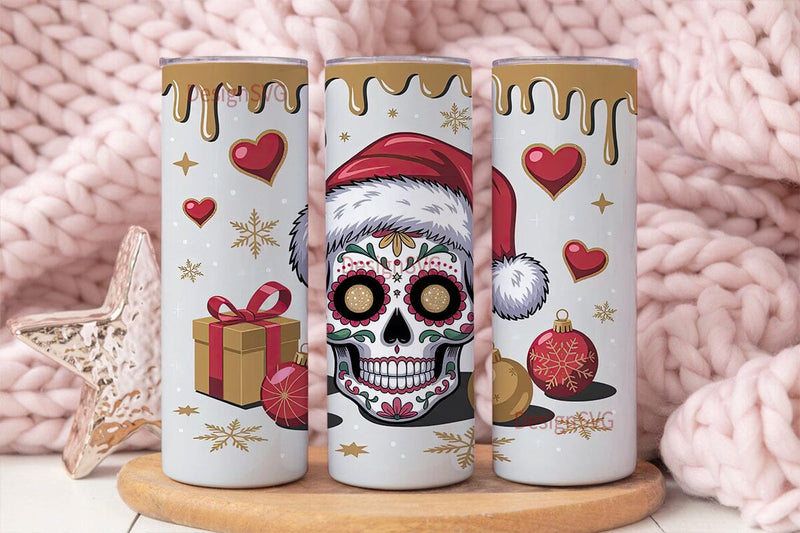 Christmas Sugar Skull 20oz Tumbler Wrap Sublimation DesignSVG 