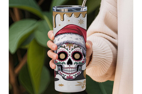 Christmas Sugar Skull 20oz Tumbler Wrap Sublimation DesignSVG 