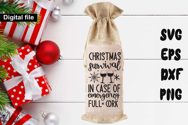 Christmas Survival Full Cork SVG – Funny Wine Bag SVG Isabella Machell 