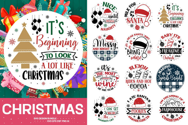 Christmas Svg Bundle , Christmas Round Sign Svg Bundle SVG designmaster24 