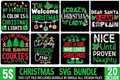 Christmas SVG Bundle, Christmas SVG Bundle Quotes, Christmas Sublimation Bundle, 20 Christmas SVG Cut File, Christmas SVG Design Bundle, Merry Christmas SVG Design,Christmas Sublimation PNG SVG BlackCatsMedia 