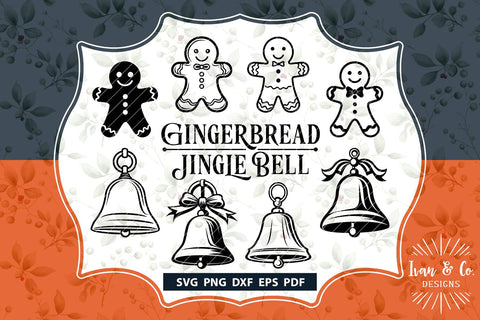 Christmas Svg Bundle, Christmas Svg Files, Christmas Bundle, Gingerbread Svg, Jingle Bell Svg, Cricut Svg, Silhouette Designs, Digital Cut Files, DXF PNG (1595109496) SVG Ivan & Co. Designs 