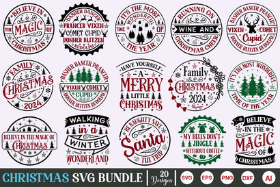 Christmas SVG Bundle, Farmhouse Christmas Round Sign SVG Bundle, SVGs, Food & Drink, Print & Cut, Quotes and Sayings SVG DesignPlante 503 