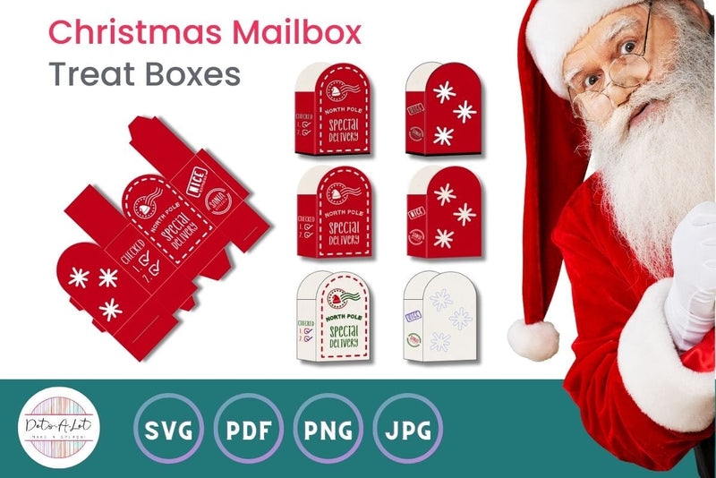 Christmas SVG Cut File Mailbox Treat Box 3D Paper Dots-A-Lot 