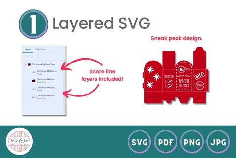Christmas SVG Cut File Mailbox Treat Box 3D Paper Dots-A-Lot 