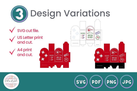 Christmas SVG Cut File Mailbox Treat Box 3D Paper Dots-A-Lot 