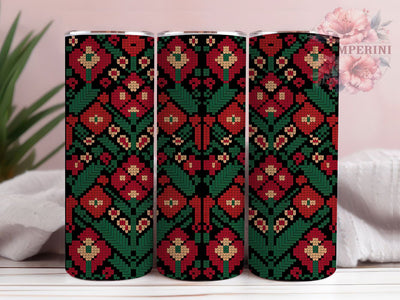 Christmas Sweater Embroidery Holiday Tumbler, Holiday Knit Sublimation Design, Festive Cup Art, 20oz Xmas Tumbler, Whimsical Sweater Mug, Stylish Christmas Cup, Cozy Holiday Wrap Sublimation Li Zamperini 
