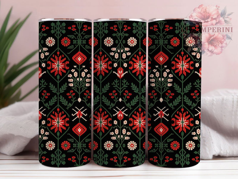 Christmas Sweater Embroidery Holiday Tumbler, Holiday Knit Sublimation Design, Festive Cup Art, 20oz Xmas Tumbler, Whimsical Sweater Mug, Stylish Christmas Cup, Cozy Holiday Wrap Sublimation Li Zamperini 