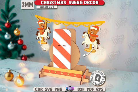 Christmas Swing Decor Laser Cut Bundle | Wooden Figurines | Christmas Shelf Sitter | Merry Christmas SVG The T Store Design 