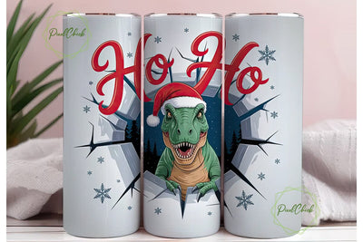 Christmas T-Rex Tumbler Wrap Sublimation PixelChick 