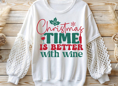 Christmas T-shirt, Wine Christmas Design SVG CraftingStudio 