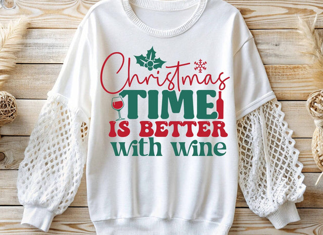 Christmas T-shirt, Wine Christmas Design SVG CraftingStudio 