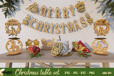 Christmas Table Set Bundle Laser Cut. Christmas Decorative SVG SVG Evgenyia Guschina 