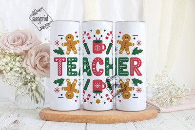Christmas Teacher 20oz Tumbler Wrap Sublimation sassyprint 
