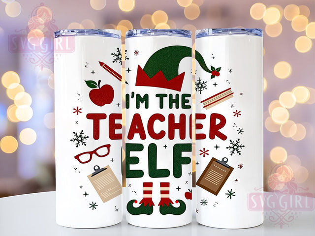 Christmas Teacher Elf 20oz Tumbler, Elf Tumbler Wrap, Christmas Teacher Gift, 20oz Tumbler, Teacher Gift, Christmas Gift, Elf Gift Sublimation SvggirlplusArt 
