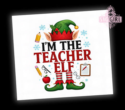 Christmas Teacher Elf 20oz Tumbler, Elf Tumbler Wrap, Christmas Teacher Gift, 20oz Tumbler, Teacher Gift, Christmas Gift, Elf Gift Sublimation SvggirlplusArt 