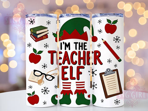 Christmas Teacher Elf 20oz Tumbler, Elf Tumbler Wrap, Christmas Teacher Gift, 20oz Tumbler, Teacher Gift, Christmas Gift, Elf Gift Sublimation SvggirlplusArt 