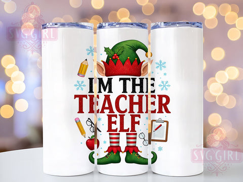 Christmas Teacher Elf 20oz Tumbler, Elf Tumbler Wrap, Christmas Teacher Gift, 20oz Tumbler, Teacher Gift, Christmas Gift, Elf Gift Sublimation SvggirlplusArt 