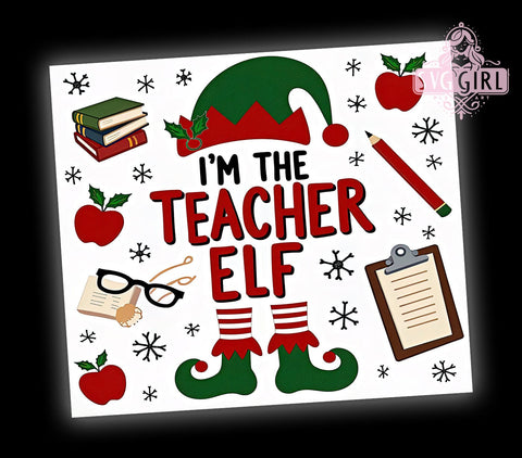 Christmas Teacher Elf 20oz Tumbler, Elf Tumbler Wrap, Christmas Teacher Gift, 20oz Tumbler, Teacher Gift, Christmas Gift, Elf Gift Sublimation SvggirlplusArt 