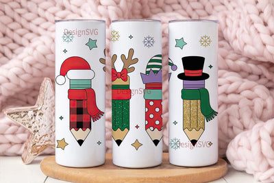 Christmas Teacher Pencil 20oz Tumbler Sublimation DesignSVG 
