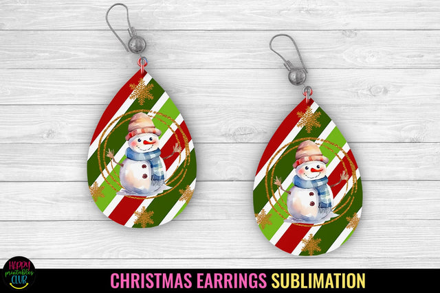 Christmas Teardrop Earrings Sublimation I Christmas Earrings PNG Sublimation Happy Printables Club 
