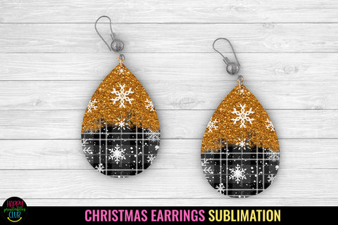 Christmas Teardrop Earrings Sublimation I Christmas Earrings PNG Sublimation Happy Printables Club 