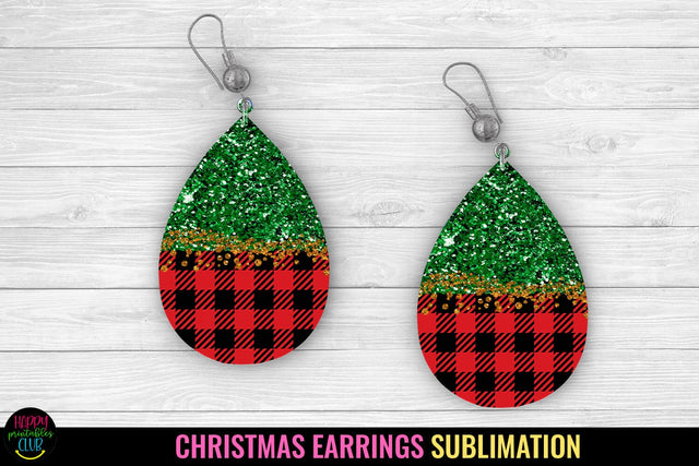 Christmas Teardrop Earrings Sublimation I Christmas Earrings PNG Sublimation Happy Printables Club 