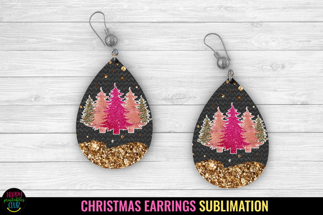 Christmas Teardrop Earrings Sublimation I Christmas Earrings PNG Sublimation Happy Printables Club 