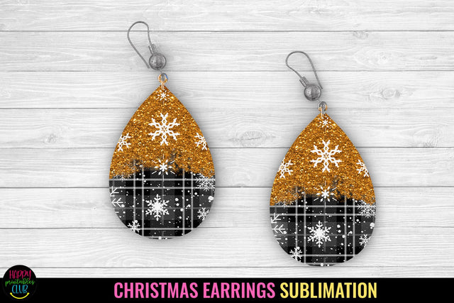 Christmas Teardrop Earrings Sublimation I Christmas Earrings PNG Sublimation Happy Printables Club 