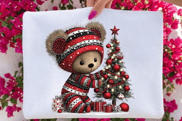 Christmas Teddy Bear by Christmas Tree Sublimation SVGArt 
