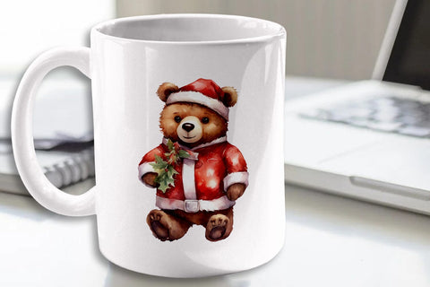 Christmas Teddy Bear Clipart PNG Files SVG zafrans studio 
