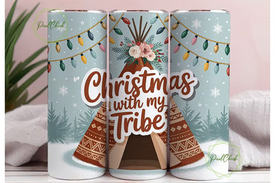 Christmas Teepee Tribe 20oz Tumbler Wrap Sublimation PixelChick 