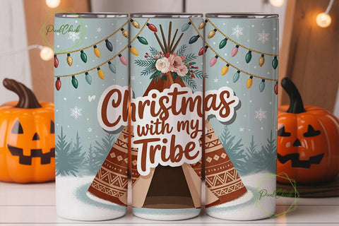 Christmas Teepee Tribe 20oz Tumbler Wrap Sublimation PixelChick 