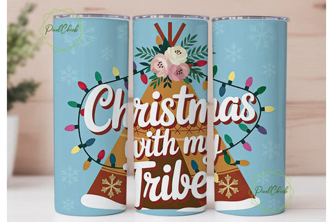 Christmas Teepee Tribe 20oz Tumbler Wrap Sublimation PixelChick 
