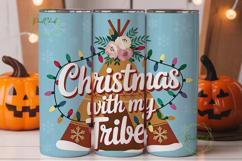 Christmas Teepee Tribe 20oz Tumbler Wrap Sublimation PixelChick 