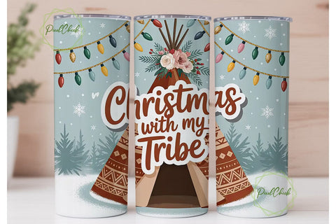 Christmas Teepee Tribe 20oz Tumbler Wrap Sublimation PixelChick 