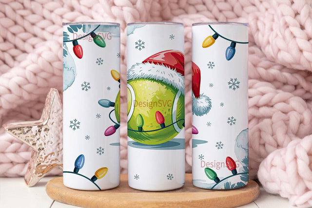 Christmas Tennis Ball 20oz Tumbler Wrap Sublimation DesignSVG 