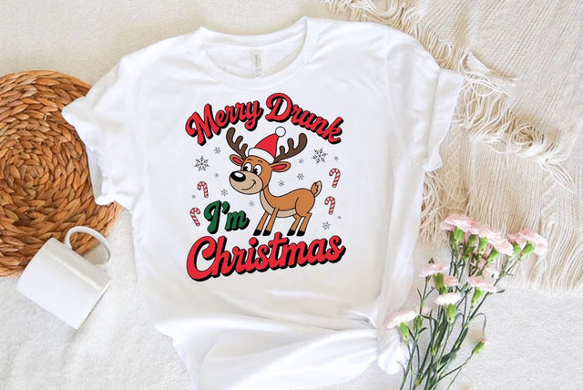Christmas Text Sublimation | Merry Drunk I'm Christmas | Christmas Design SVG FiveStarCrafting 