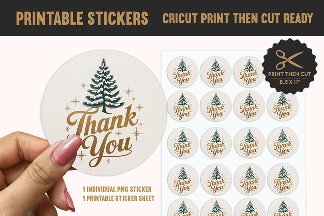 Christmas "Thank You" Printable Sticker PNG Sublimation BijouBay 