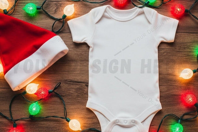 Christmas themed baby onesie Mock Up Photo Designangry 