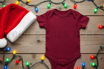 Christmas themed baby onesie Mock Up Photo Designangry 