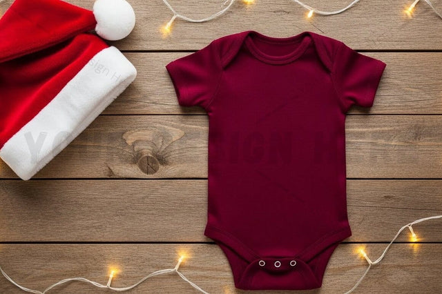 Christmas-themed baby onesie Mock Up Photo Designangry 