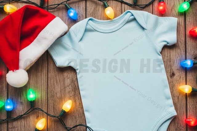 Christmas themed baby onesie Mock Up Photo Designangry 