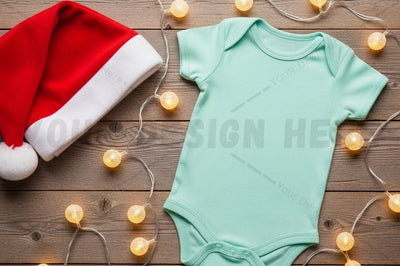 Christmas themed baby onesie Mock Up Photo Designangry 