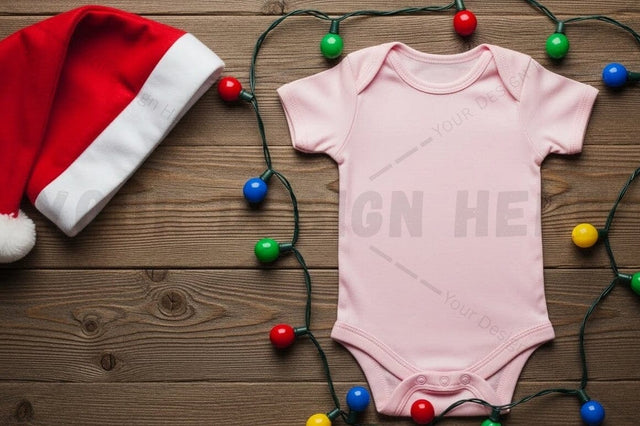 Christmas themed baby onesie mockup Mock Up Photo Designangry 