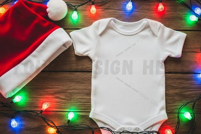 Christmas-themed baby onesie mockup Mock Up Photo Designangry 